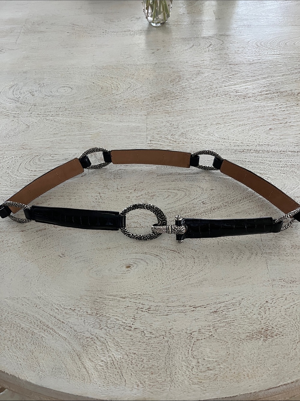 Brighton Black and Brown Chain-Link Accent Belt